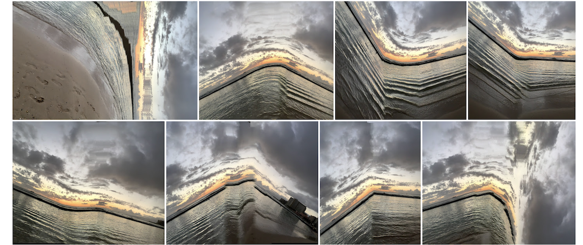 A grid of photos of the beach looking like its stretching out